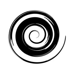 Whimsical spiral symbol hand painted with ink watercolor brush. Png clipart isolated on transparent background