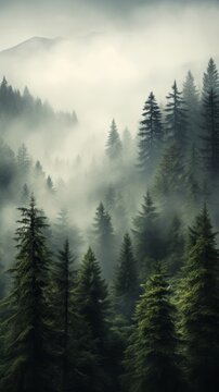 A dense forest shrouded in mist © cac_tus