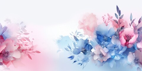Fototapeta na wymiar Beautiful abstract pink blue pastel watercolor floral design background. beautiful Generative AI AIG32