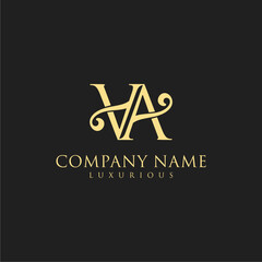 Luxurious and elegant VA logo design. Logo monograms