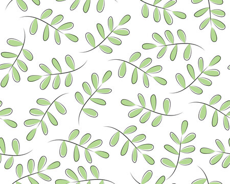 Seamless pattern from the outline of abstract foliage. simple background illustration in flat style with black stroke. vector design isolated on white background