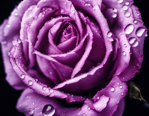 Beautiful close-up rose flower in bloom with water drops