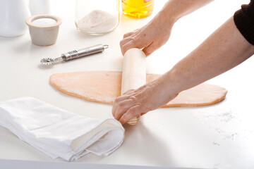 preparation of dough with tomato for fresh pasta