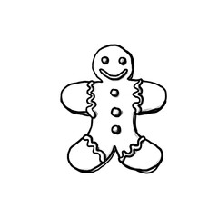 Merry Christmas - pastry christmas decorations - black pencil hand drawn illustration (transparent PNG)