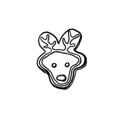 Merry Christmas - reindeer christmas tree decorations - black pencil hand drawn illustration (transparent PNG)
