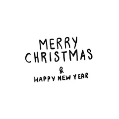 Merry Christmas - hand made / written - black pencil hand drawn illustration (transparent PNG)