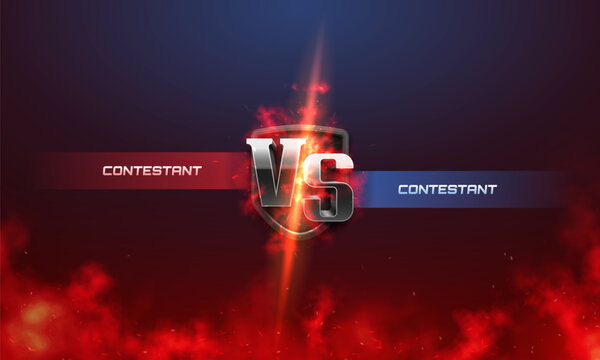 Versus banner with fire and sparks. Sport battle template. Vector illustration.