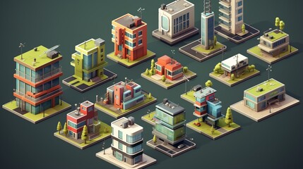 isometric buildings.