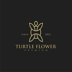 Luxury and elegant line art turtle illustration logo