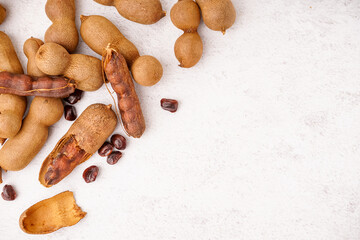 Tasty tamarinds on white background