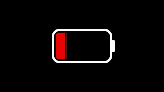 animation of battery charging on a transparent background (Alpha channel)