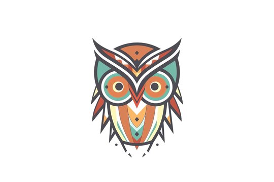 flat vector logo of hippie owl head