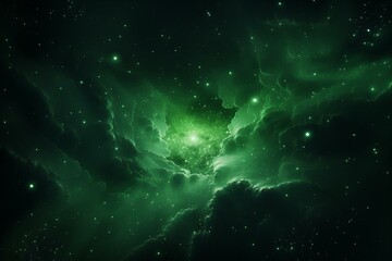 Green galaxy with stars in outer space. Generative AI