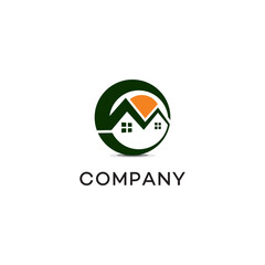 Real estate rounded Logo, design, brand identity, icon, trademark, company logo, monogram editable