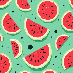 Vector flat illustration of watermelon patterns, 2d vector illustration, background with patterns.