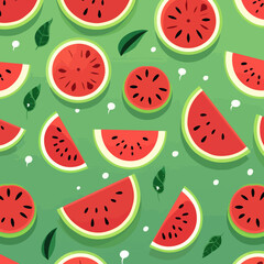 Vector flat illustration of watermelon patterns, 2d vector illustration, background with patterns.