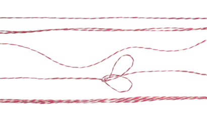 Set red white twisted post rope isolated on white, clipping path  