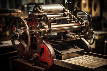 Fototapeta na wymiar Old typewriter. Printing enterprise.