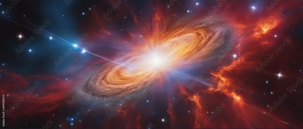 Wall mural cataclysmic explosion of a massive star in the supernova stage, a burst of energy in the universe