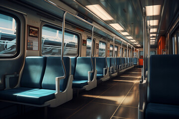Fototapeta premium Seats of public transport. Interior of public transport.