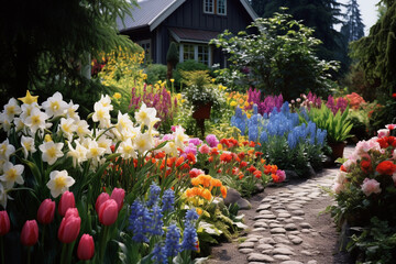 A beautiful garden of flowers.