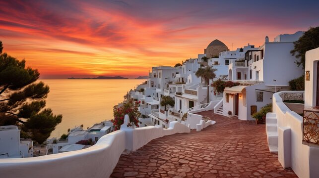 White houses in Altea at dusk in Costa Blanca, Spain