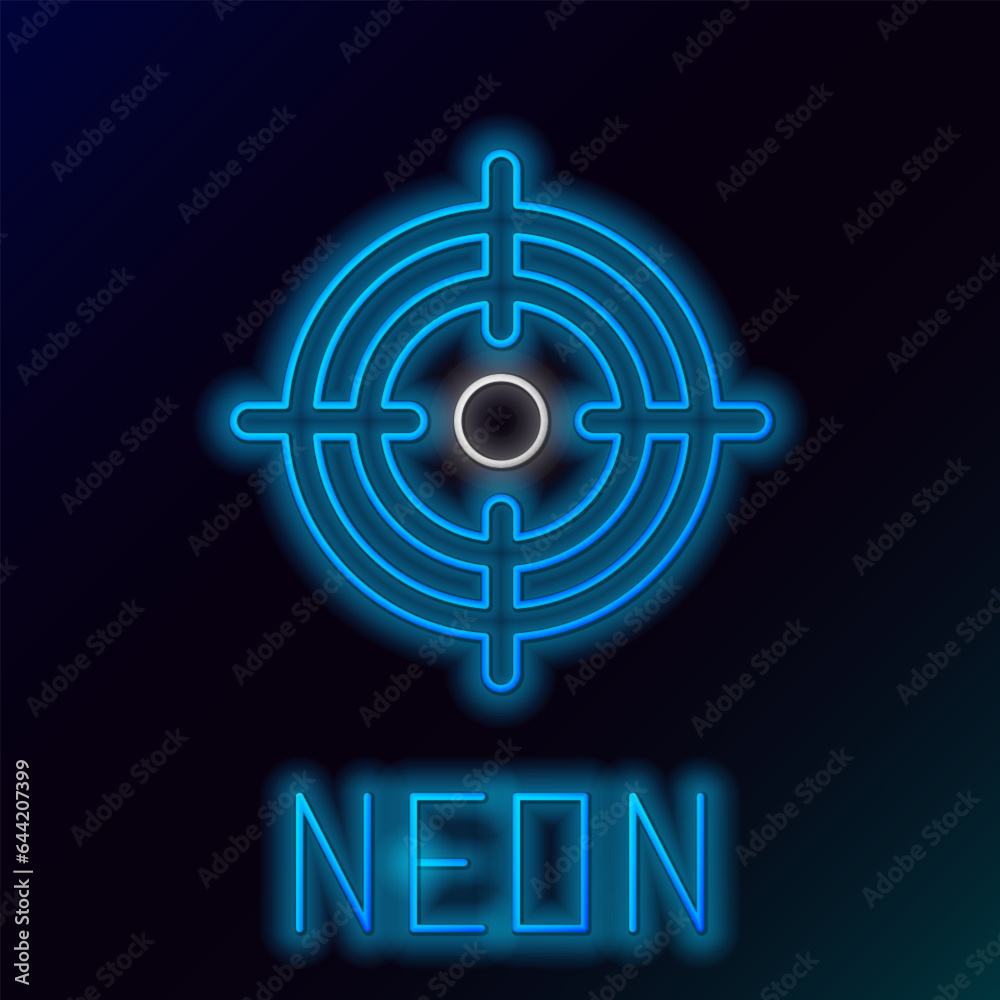 Canvas Prints glowing neon line target financial goal concept icon isolated on black background. symbolic goals ac