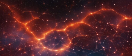 The fiery essence of the constellations revealed through infrared contours. Stars networked together