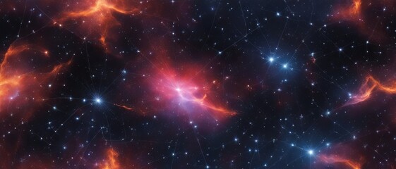 The essence of the constellations revealed through infrared contours, a network of stars and paths