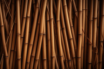 Old brown tone bamboo plank fence texture. AI generated