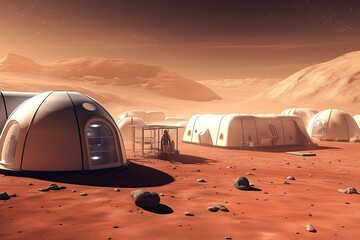 Fototapeta na wymiar Mars colonization, space exploration concept