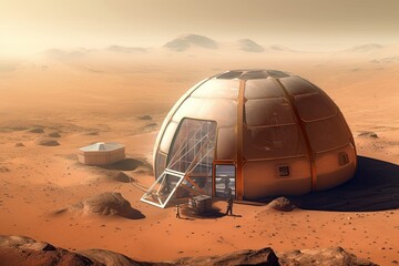 Fototapeta na wymiar Mars colonization, space exploration concept