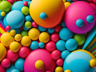 Fototapeta na wymiar Colorful pop color background, a Bunch of colorful balls piled up, generative ai