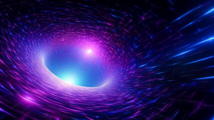 Obraz premium Purple spiral and dark background, neon grids, molecular. 