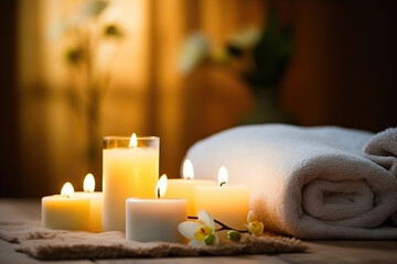 Spa Table with Candles for Relaxation