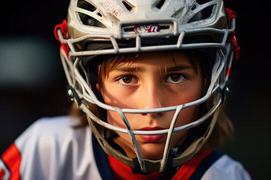 Portrait of a Determined Junior Lacrosse Player