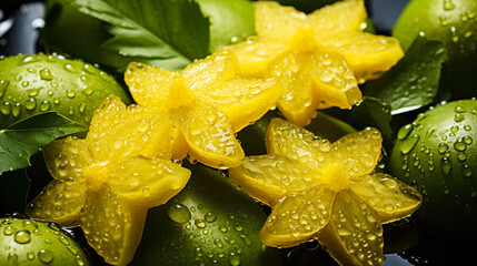 Fototapeta premium Top-View Star Fruit Pile: Fresh Fruits for a Healthy Lifestyle