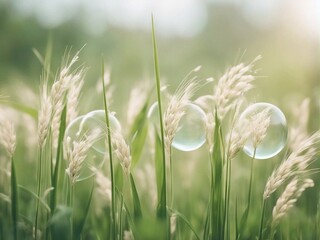 Cosmetics background, pastel Molecules, science background, lab background, herbal leaves, beauty products, bubbles background,Abstract Chemistry generative ai illustration art