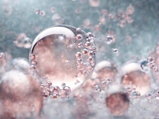 Cosmetics background, pastel Molecules, science background, lab background, herbal leaves, beauty products, bubbles background,Abstract Chemistry generative ai illustration art