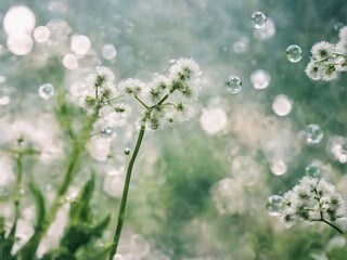 Cosmetics background, pastel Molecules, science background, lab background, herbal leaves, beauty products, bubbles background,Abstract Chemistry generative ai illustration art