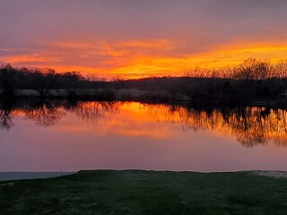 sunset over the lake