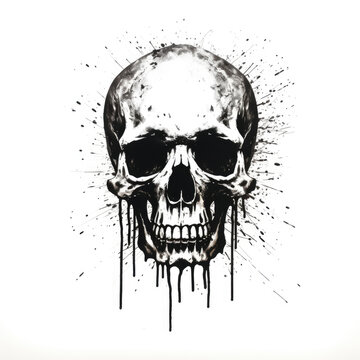 Spray Painted Stencil of a Skull Simple Minimalism Black and White