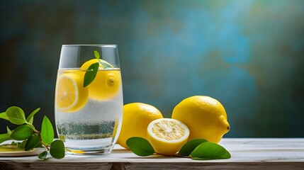 Lemons in a glass. Minimal background.