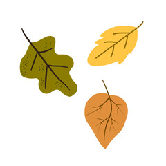 leaf autumn illustration in flat simple style. vector element for design isolated on white background