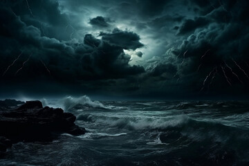 Weather water nature storm sky sea ocean seascape clouds dark - obrazy, fototapety, plakaty