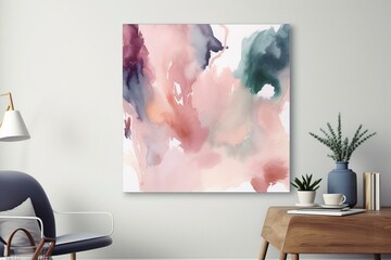 Contemporary artwork with watercolor brushstrokes and soft pastel colors. Calming illustration, perfect for posters, wall art, and more. Generative AI