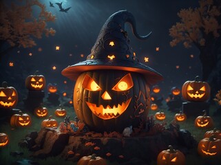 halloween background with pumpkin