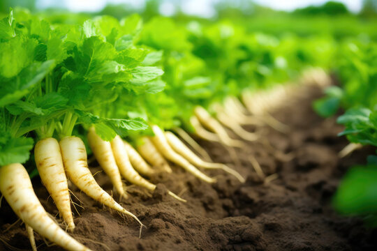 Parsnips Sprouting in Rich Soil
