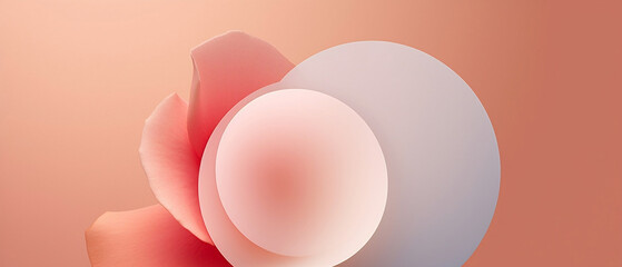 Czerwone tło z różą - pastelowe kolory. Kula i okrąg z kwiatem 3d. Miejsce na prezentację produktu