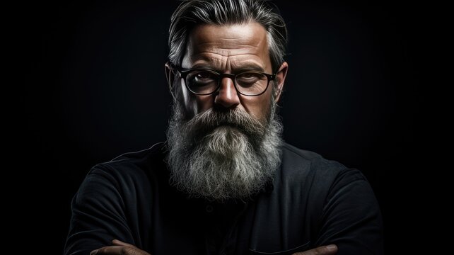 a bearded middle-aged man in glasses, gazing at the camera with a serious and composed expression. The image reflects the confidence and maturity of a seasoned professional.